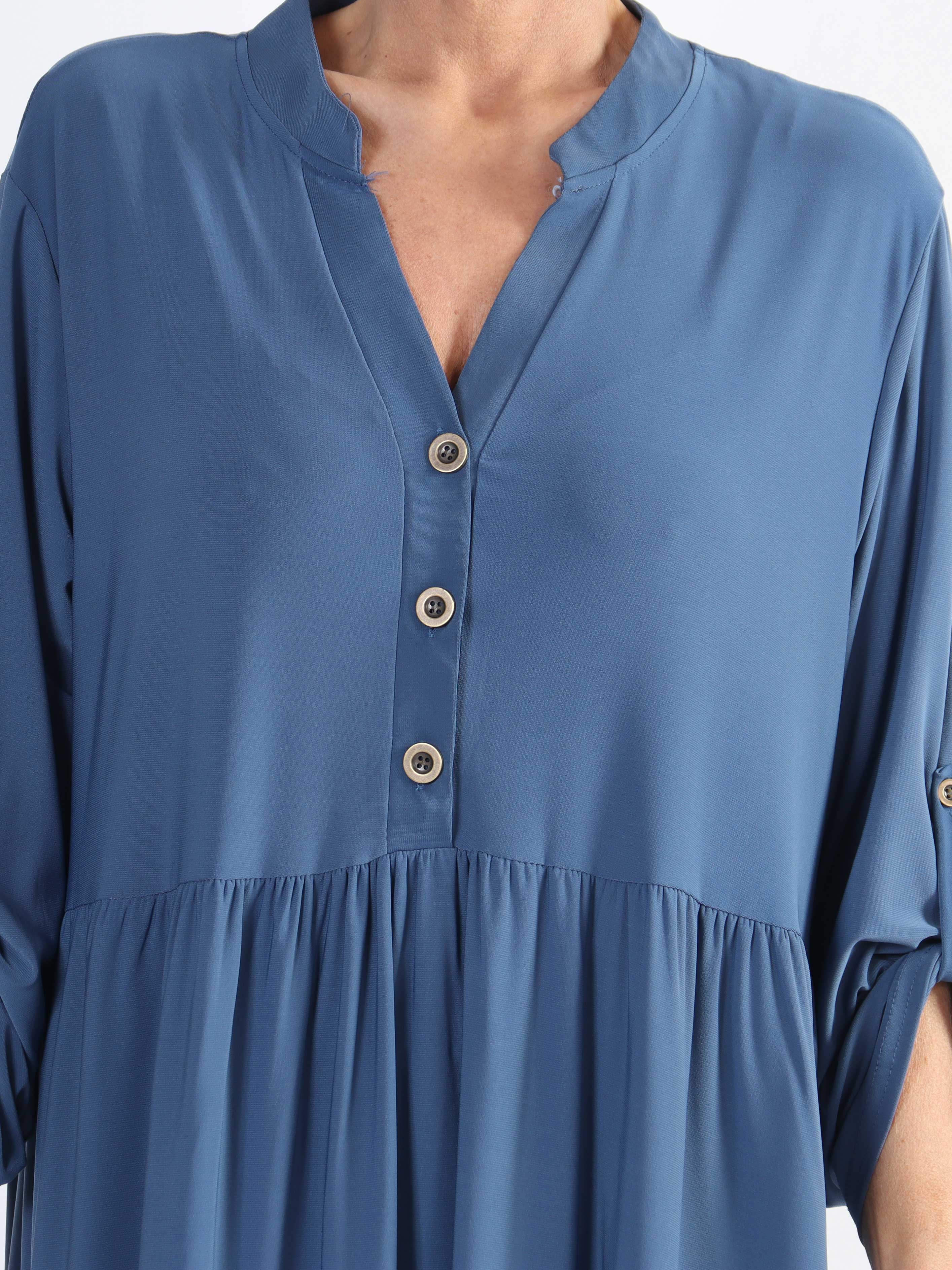 Milano Plain Midi - Enfärgad plus size klänning med lager på lager look